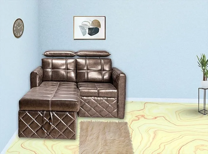 VIVDeal Compact Leatherette L Lounger Storage